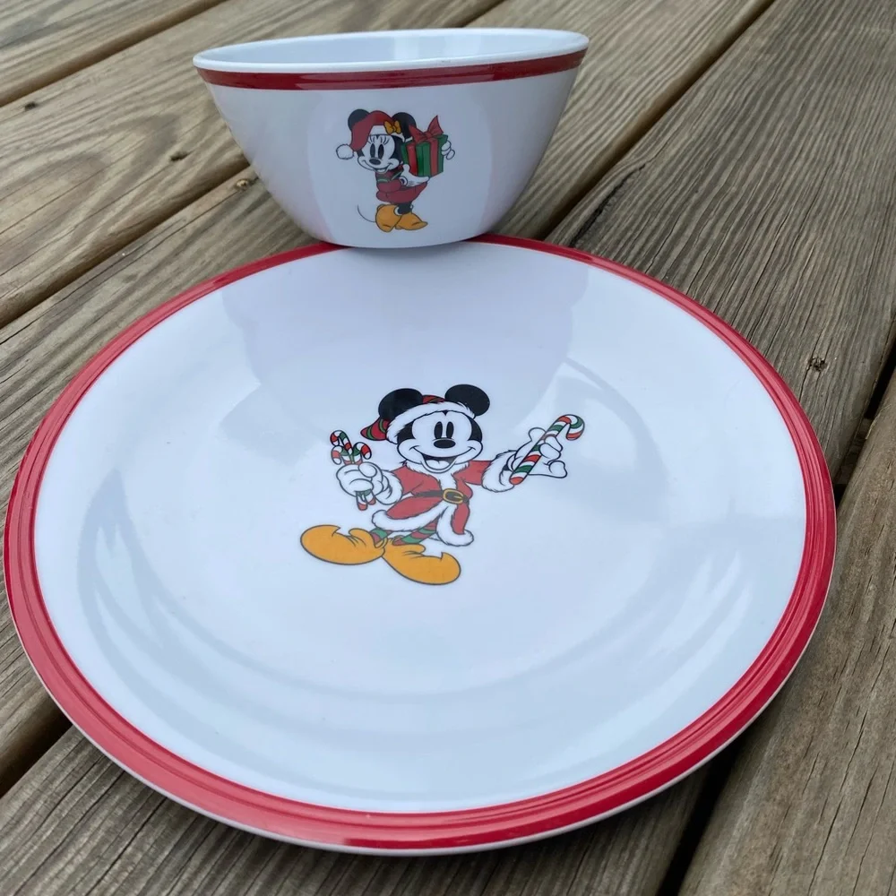 William Sonoma Disney Mickey Mouse Festive Plate and Bowl Set